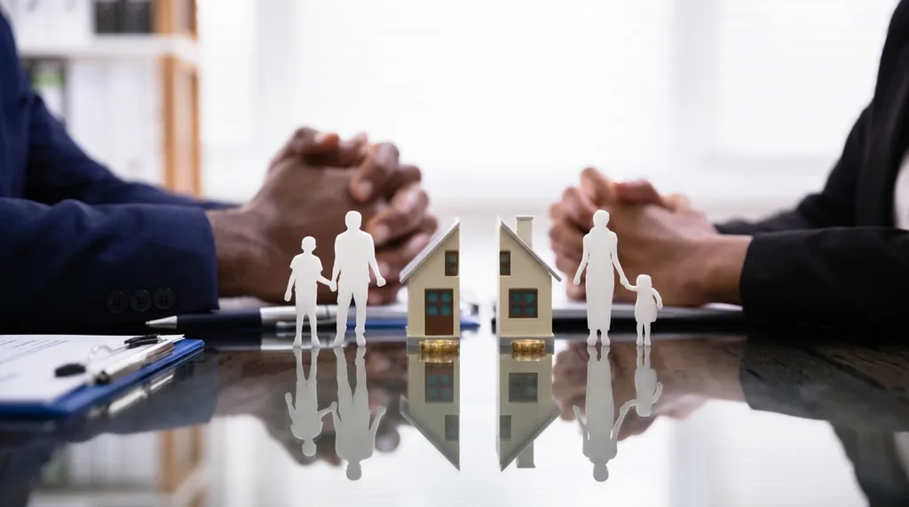 Divorce affecting property ownership rights.