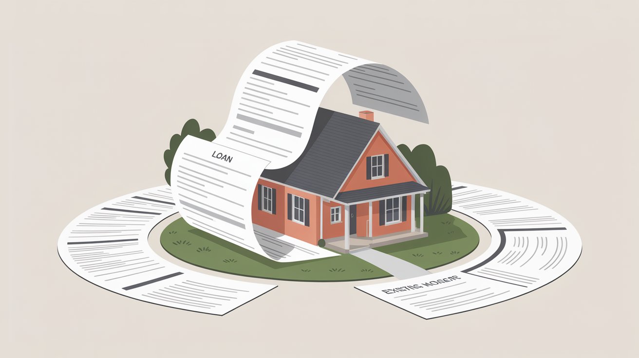 Infographic illustrating steps to buy a house using a mortgage, including budgeting, loan application, and closing process.