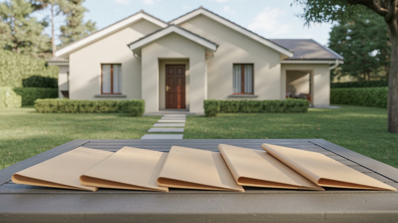 A house with a mailbox in front and a smaller mailbox placed on a table nearby.