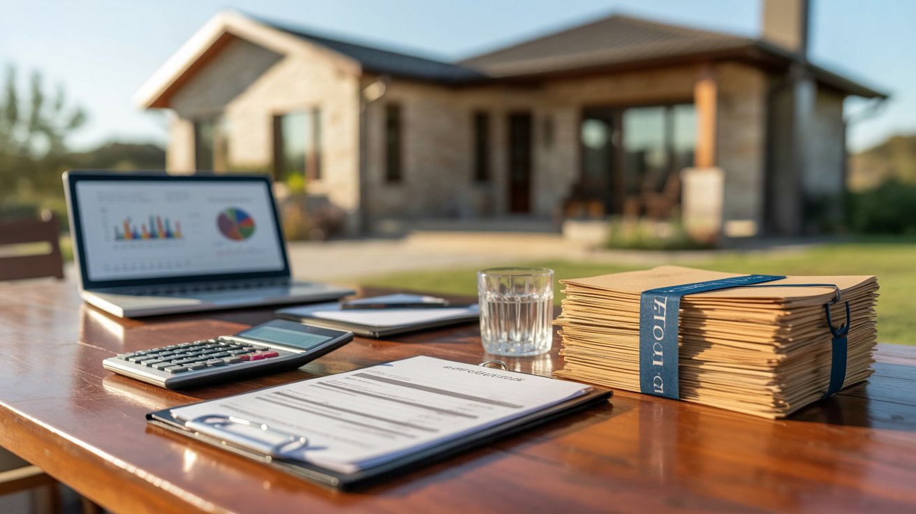 Infographic illustrating steps to obtain a mortgage for purchasing a home, including tips and requirements.