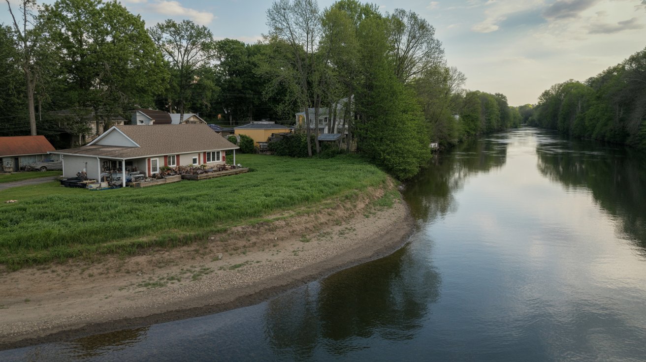 Property owner standing beside a river demonstrating the definition of riparian rights.
