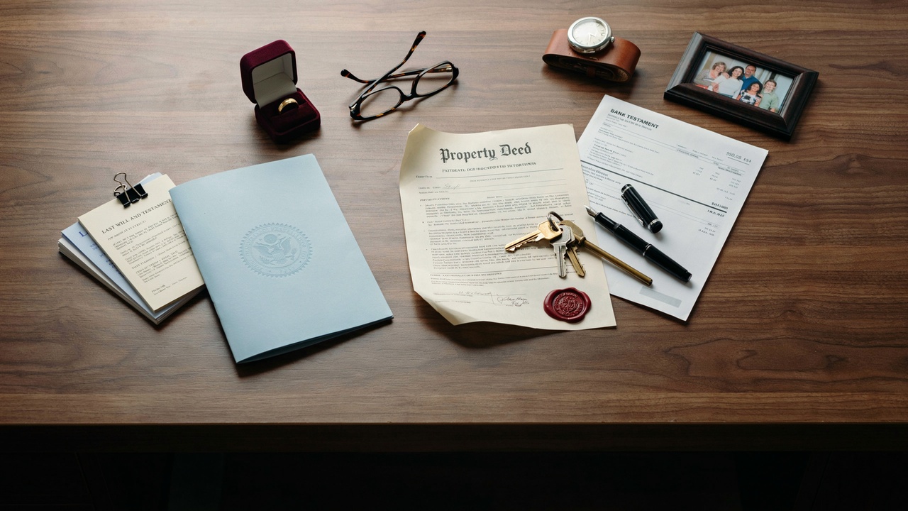 Property deeds and financial assets illustrating property not placed inside a trust.