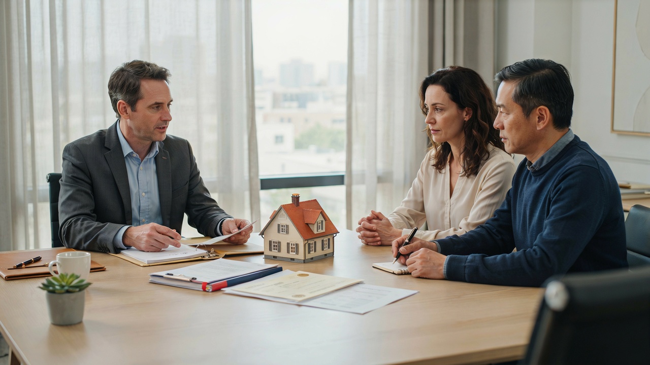 Family meeting with estate attorney discussing property not held in a trust after death.