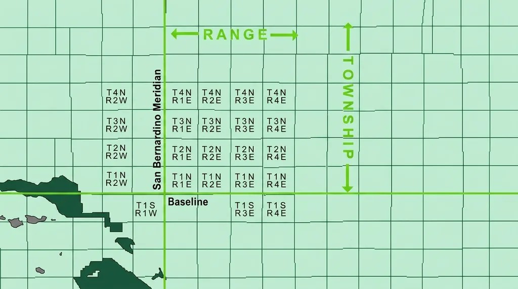 Public Land Survey System map showing townships and ranges