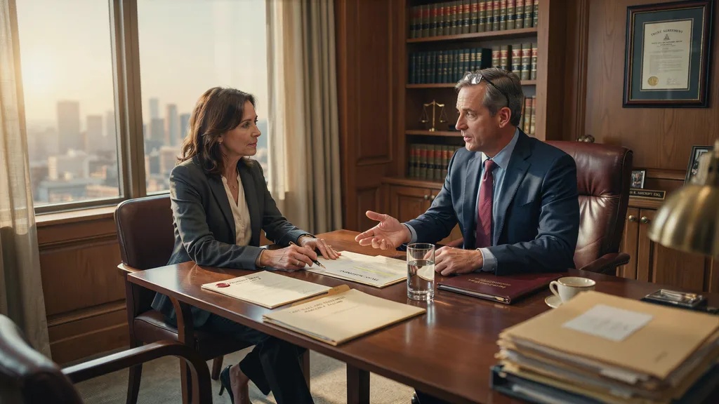 Trustee reviewing legal requirements with an attorney before selling trust property.