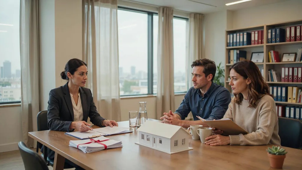 Couple discussing property ownership options with a real estate attorney