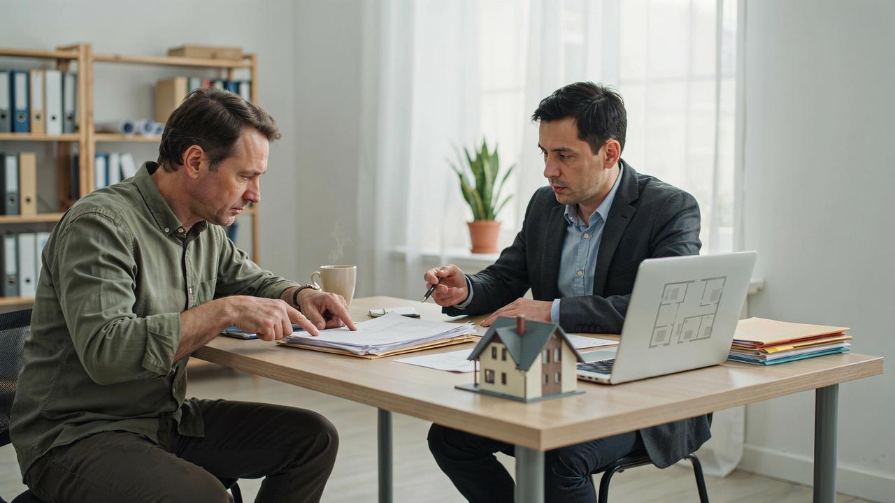 Homeowner reviewing historical property records with a zoning professional.