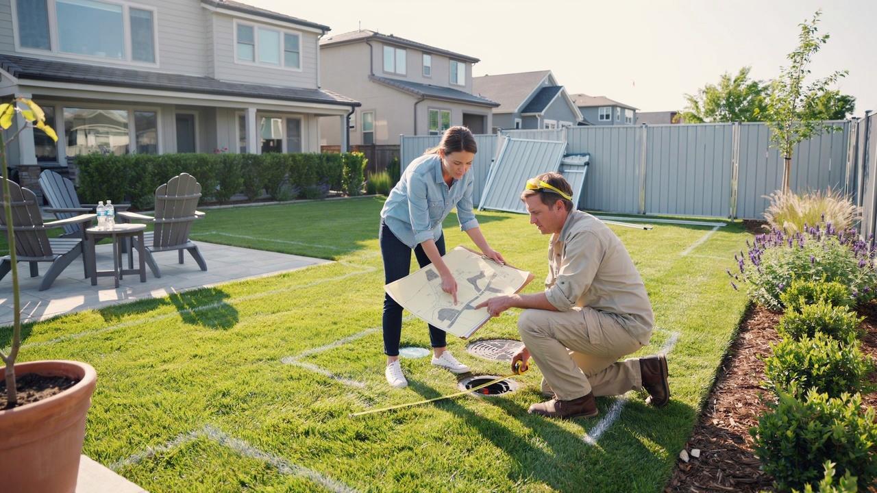 Homeowner planning landscaping and outdoor structures while considering a utility easement.