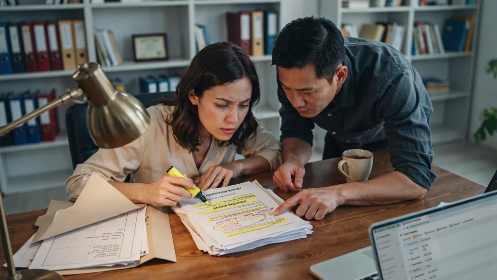 Buyer reviewing title records to identify potential property ownership risks.