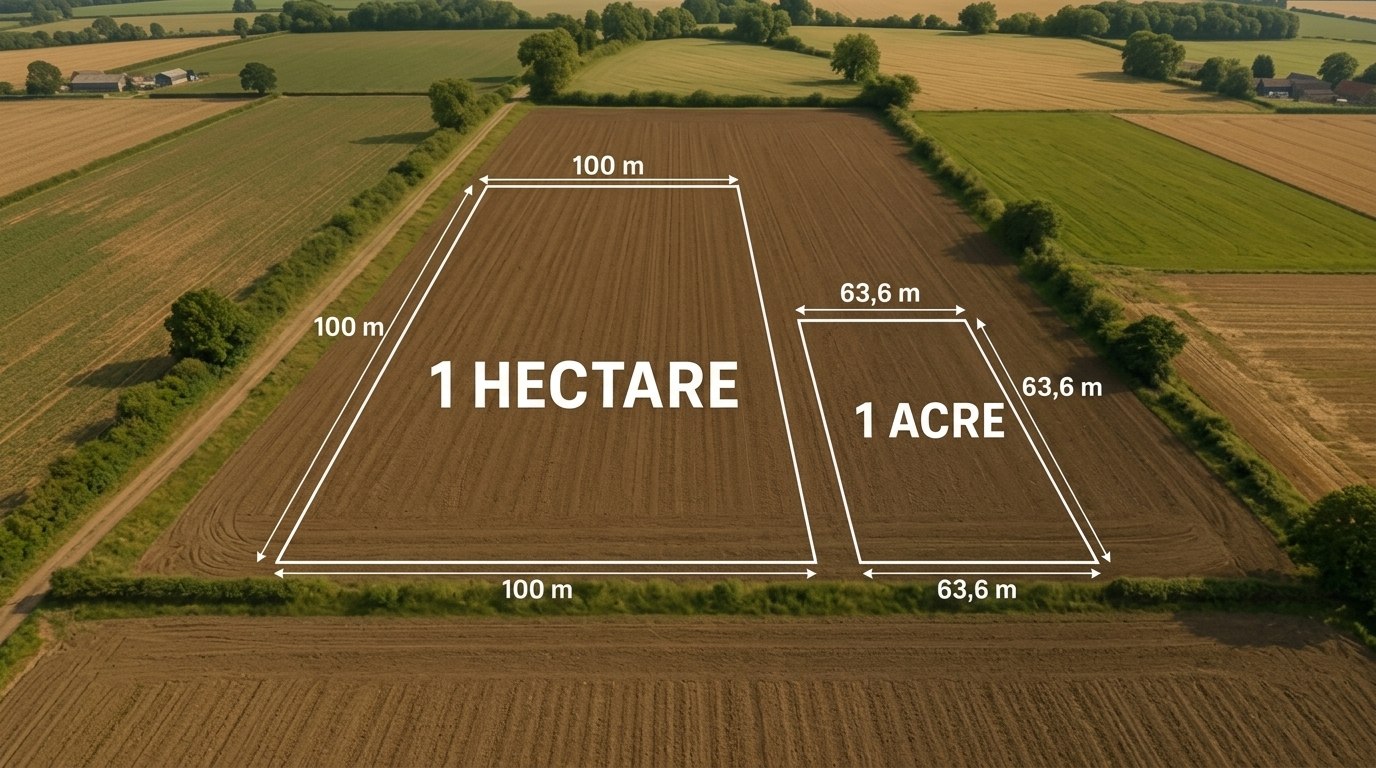 Land shown with common measurement terms