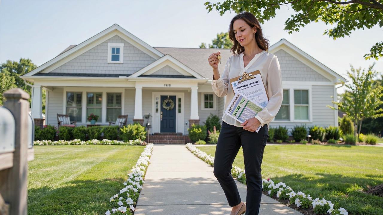 Person holding house keys after rebuilding credit and qualifying for a mortgage following bankruptcy.