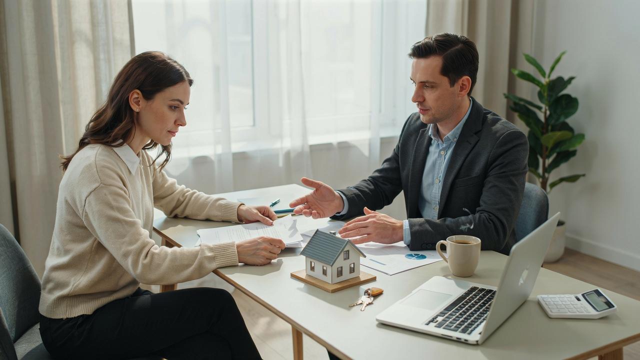 Homebuyer reviewing property documents before buying a home in a deed restricted community.