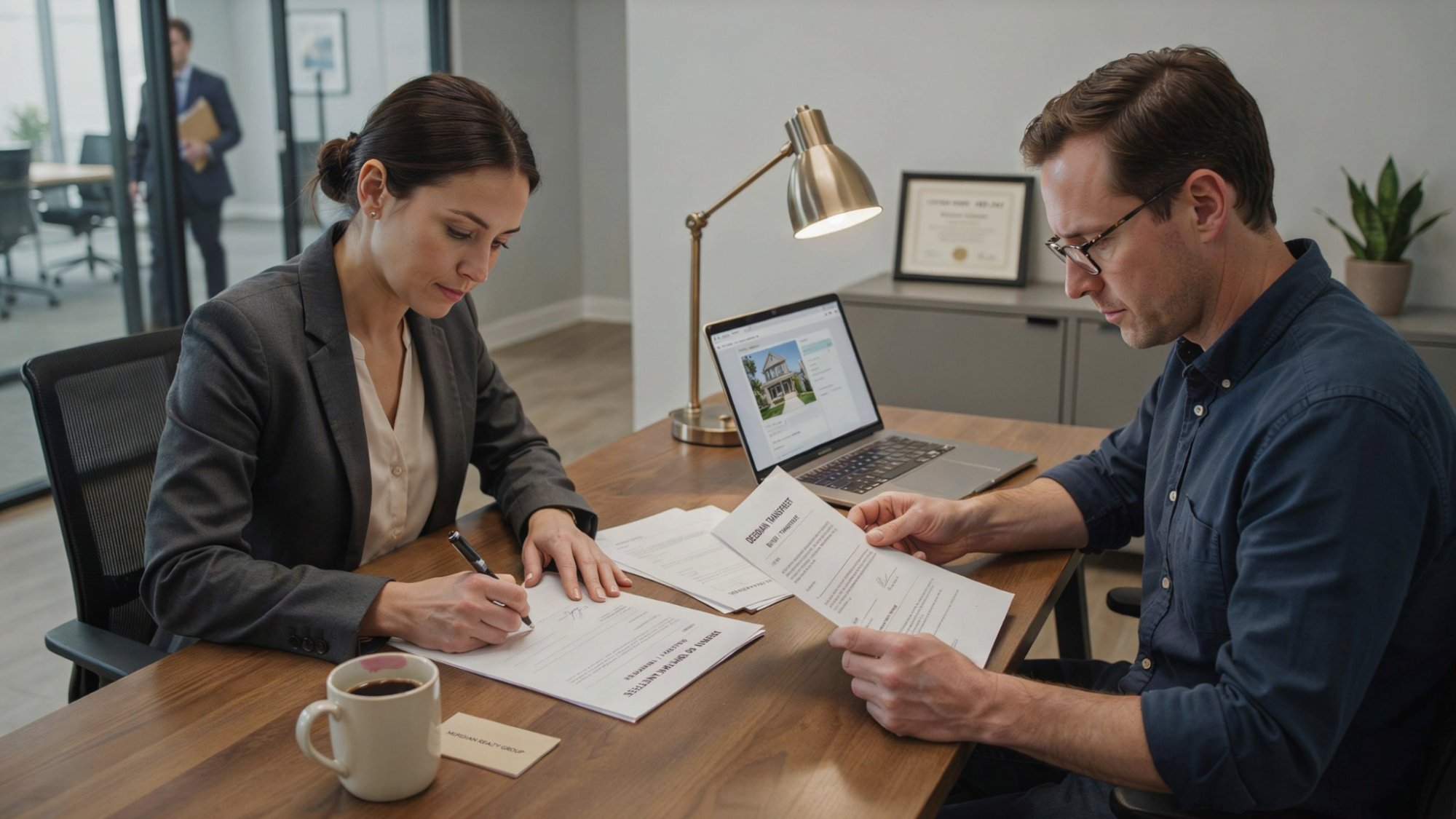 Co-owner transferring their ownership interest in shared property.