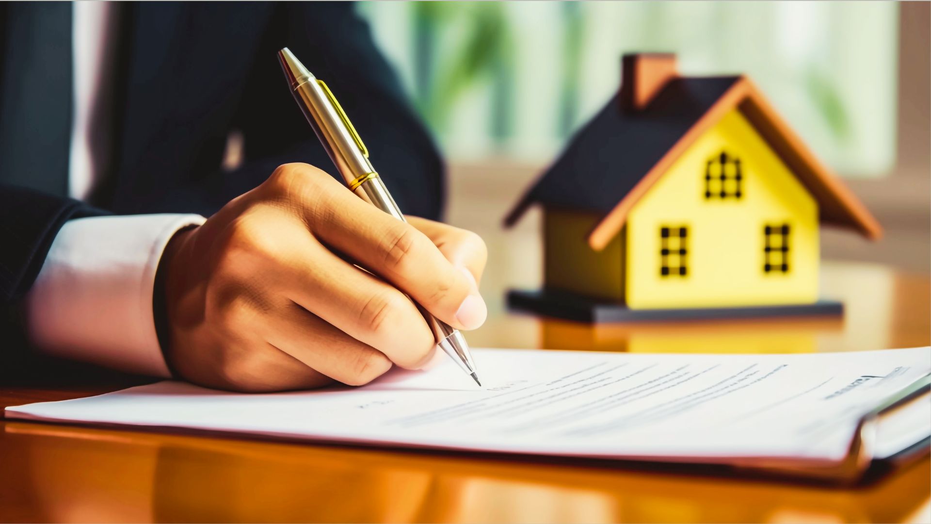 a lawyer reviewing the documents of a property.
