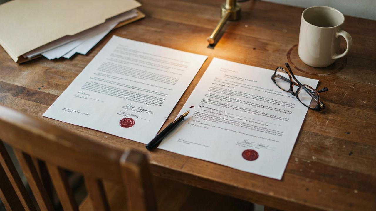 Two conflicting power of attorney documents side by side on a table showing confusion over who has authority.