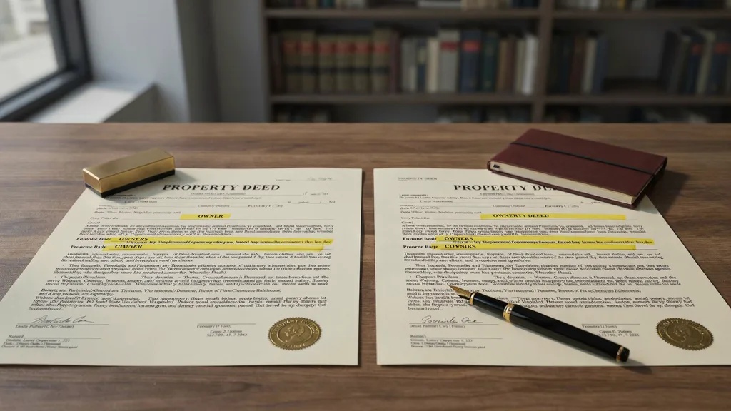 Property deed showing ownership rules in common law property states