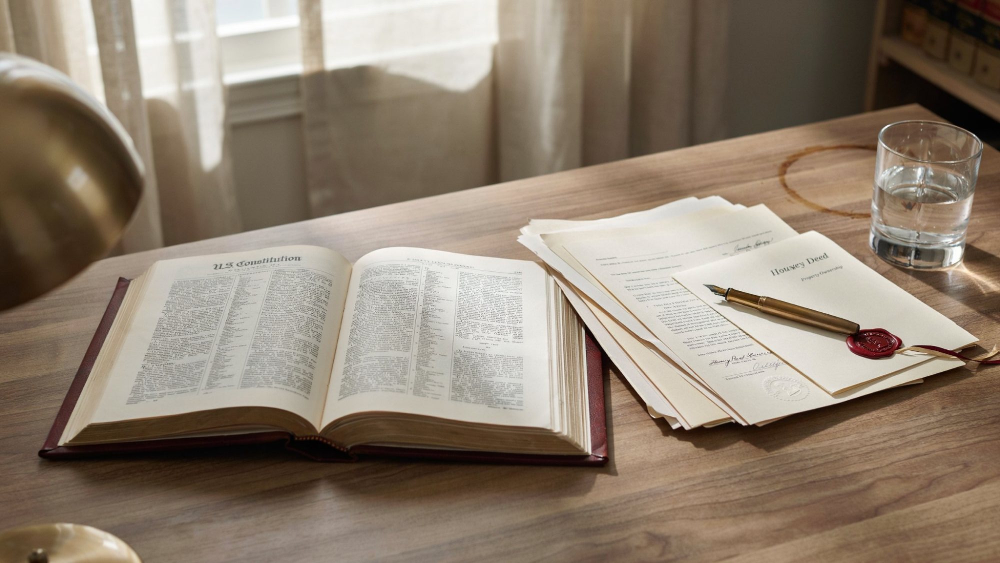 U.S. Constitution and property documents representing constitutional property protections