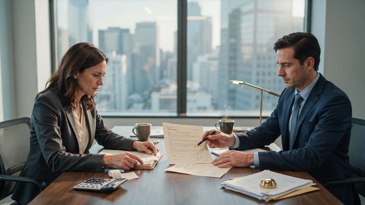 Property owner reviewing inheritance documents before legally renouncing real estate ownership rights.