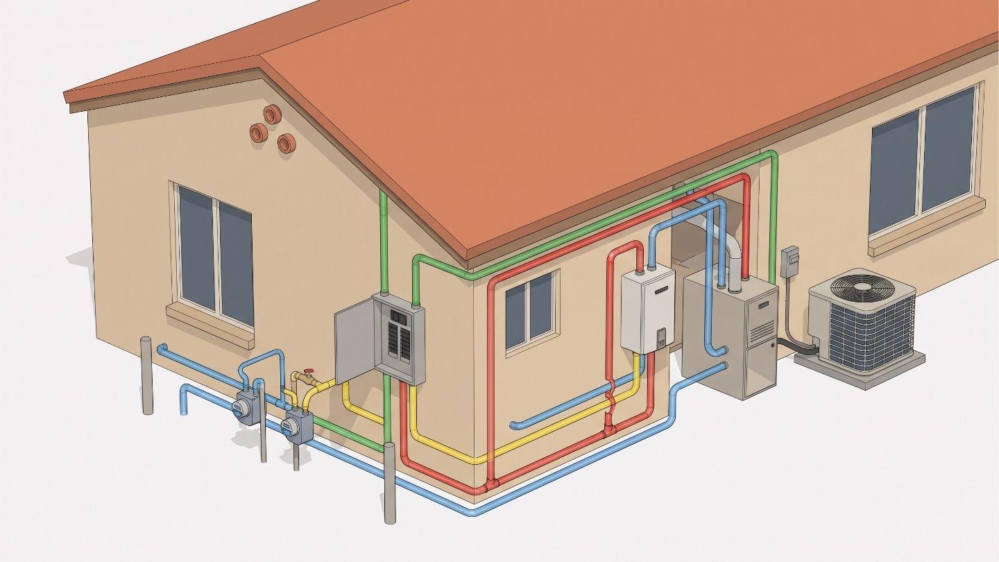 Rental property showing water, heat, gas, and electricity utility systems