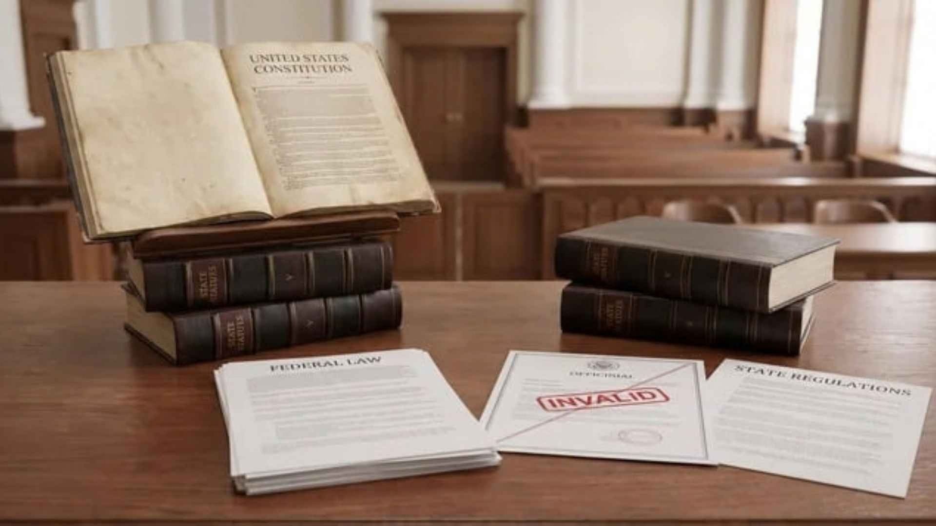 U.S. Constitution above state laws and unconstitutional federal law documents, showing which laws lack supreme authority.