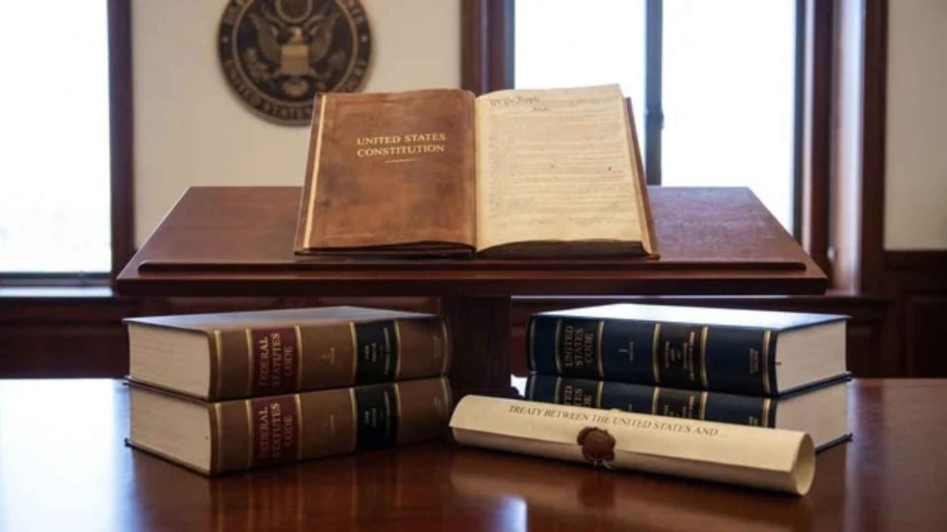 U.S. Constitution, federal law, and treaty documents arranged in a legal hierarchy.