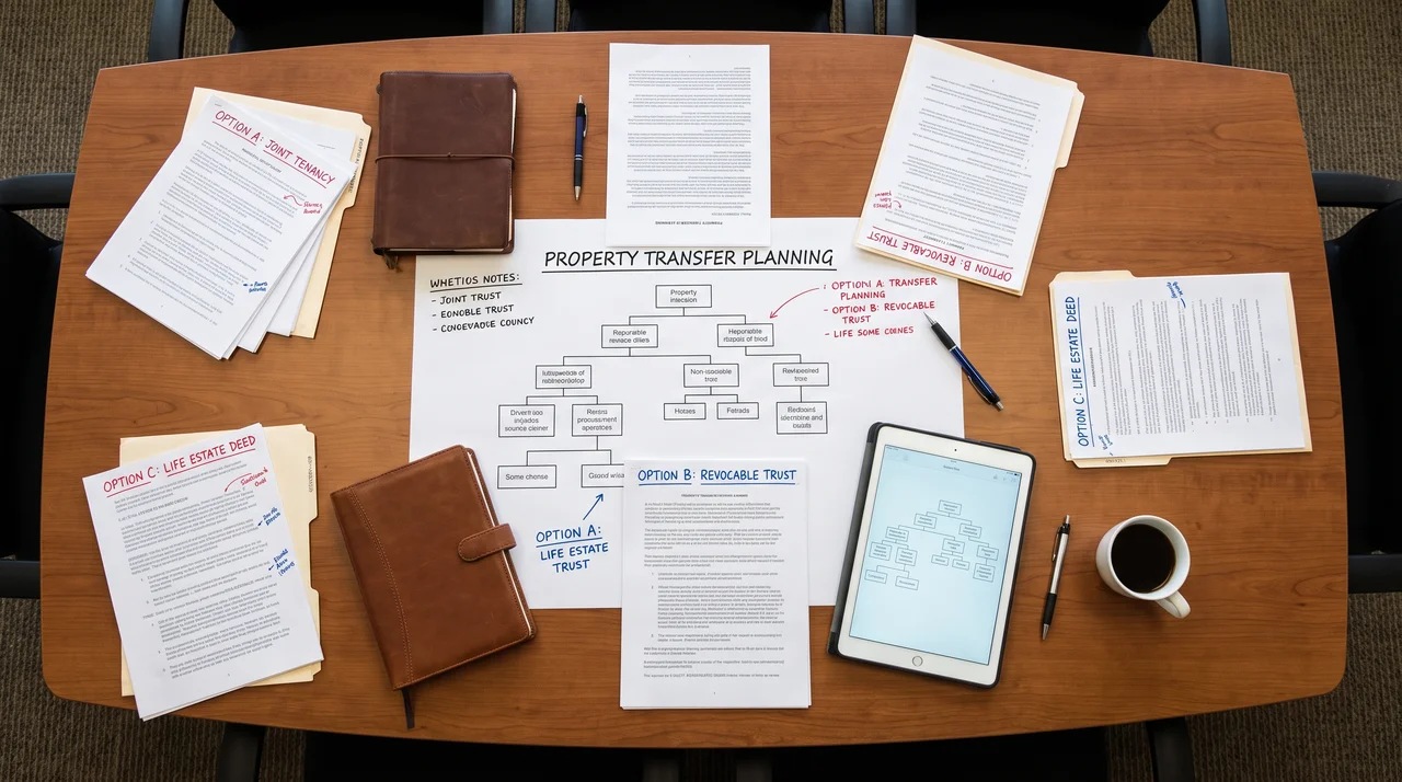 Property transfer documents showing multiple ownership transfer methods.