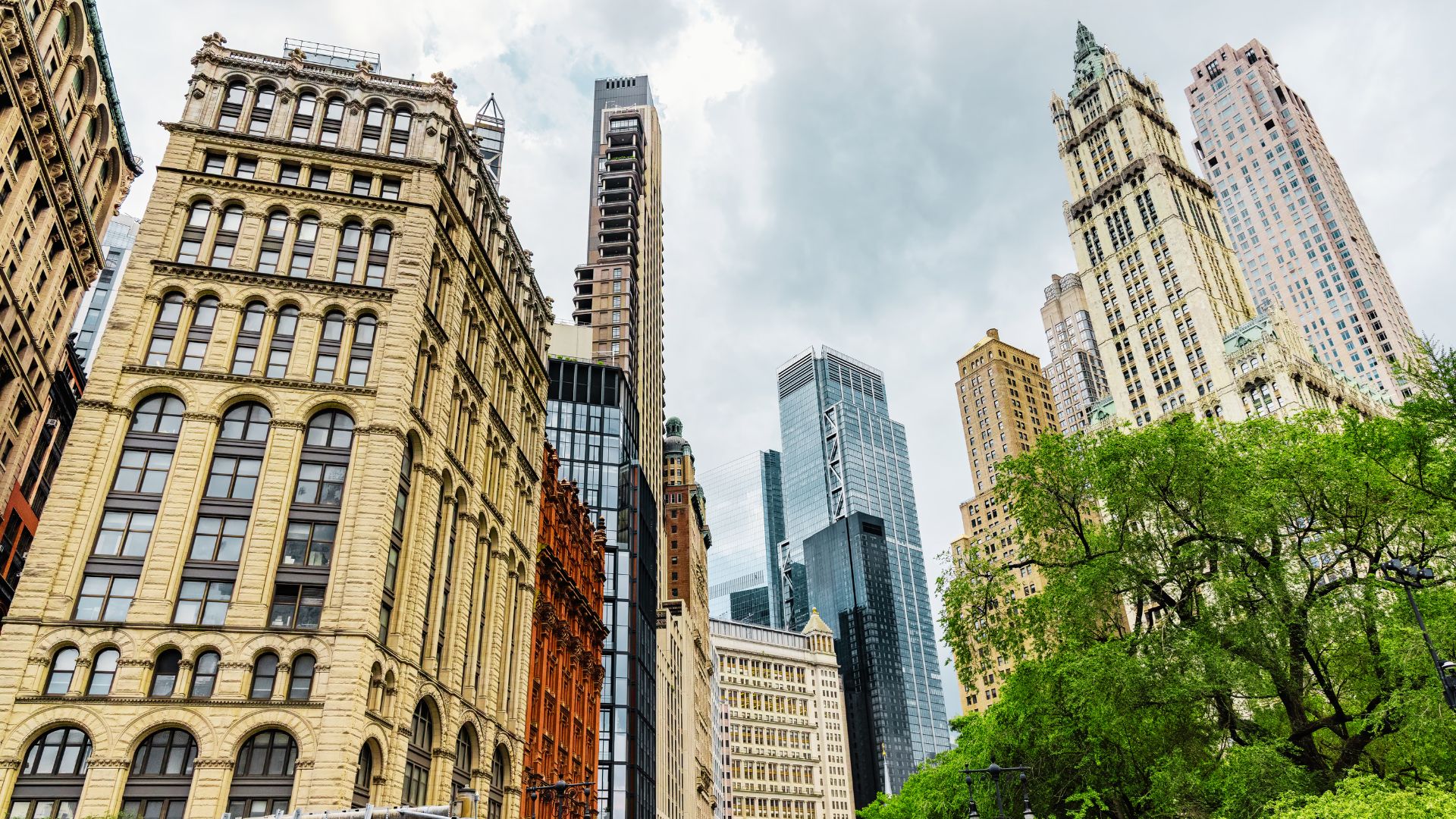 A city street lined with tall buildings and trees, illustrating an urban environment where subletting laws may apply.