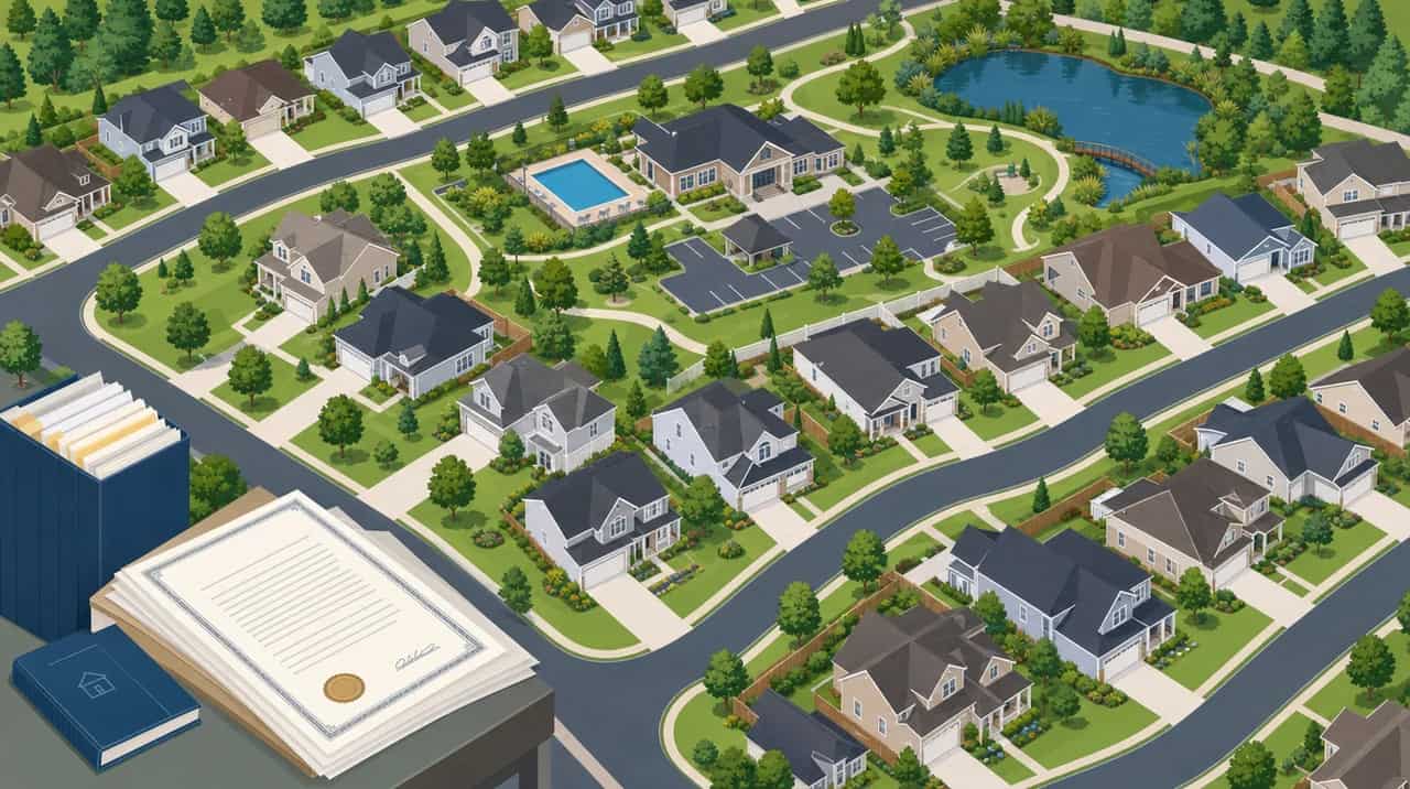 Residential community and property records associated with HOA enforcement