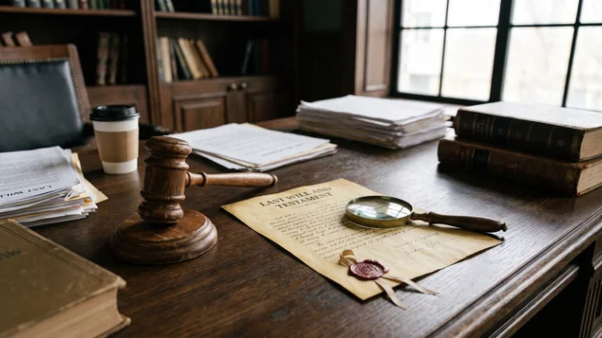 Gavel and magnifying glass over a handwritten will, showing the added scrutiny it faces in probate.